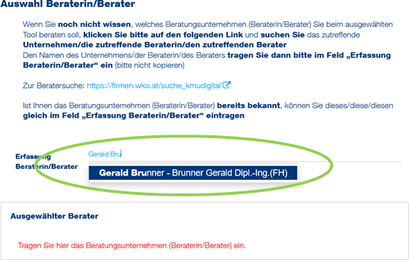 Beantragung_KMU_Digital_Ihr_Unternehmensberater_01 - Berater Gerald Brunner auswählen